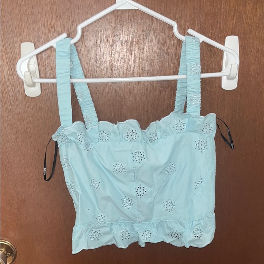 Light Blue Eyelet Women's Top